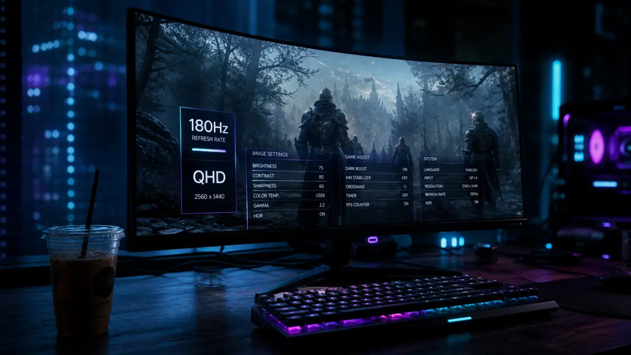 Écran pc gamer incurvé 34 pouces pour jeux : 180Hz QHD