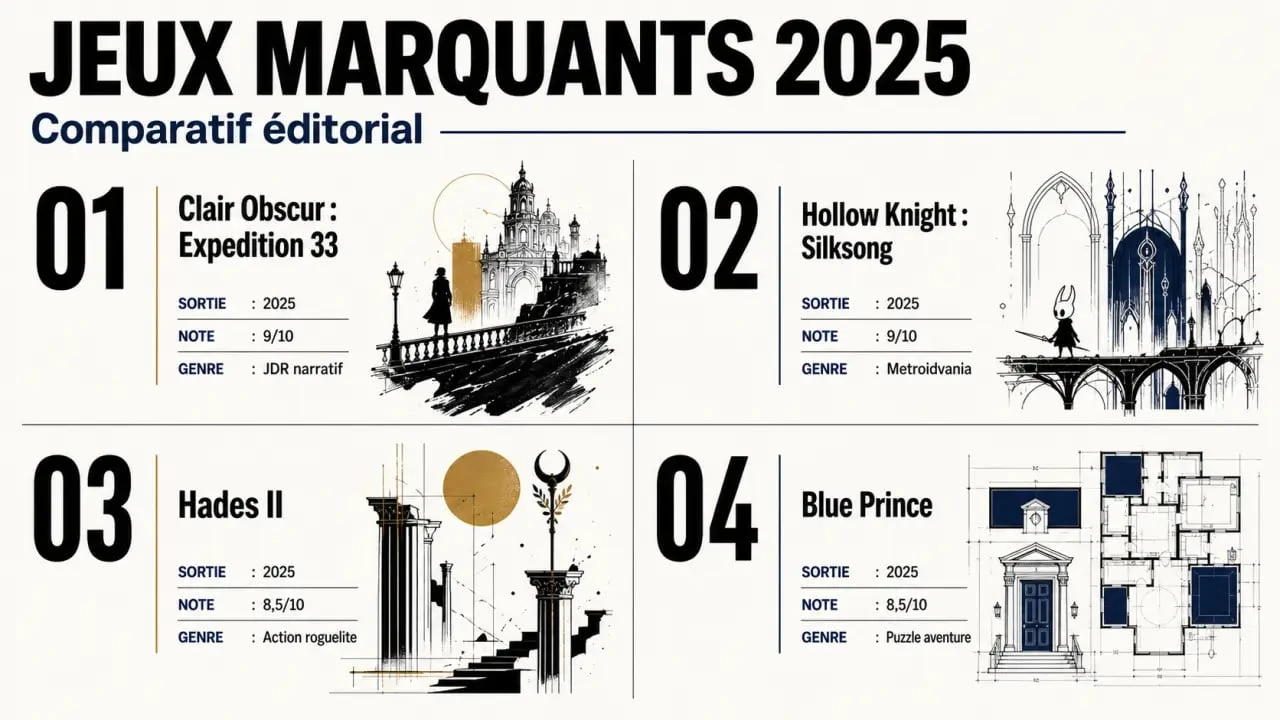 Meilleur jeu 2025 : comparaison éditoriale des jeux qui dominent les classements 2025