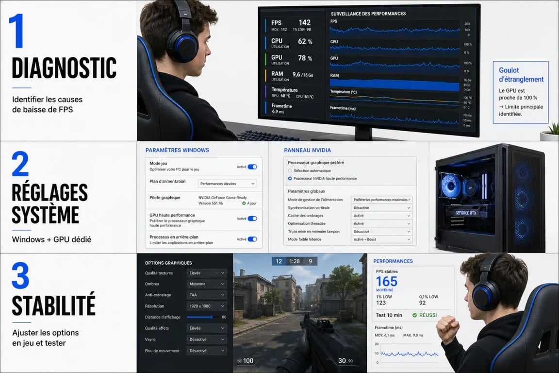 Comment optimiser les performances techniques de vos jeux vidéo eSports : schéma des étapes clés