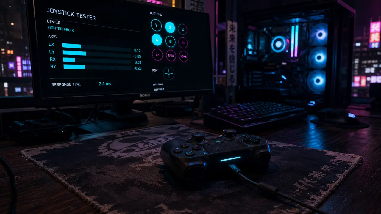 Joystick tester : axes et boutons, deadzone à vérifier avant achat