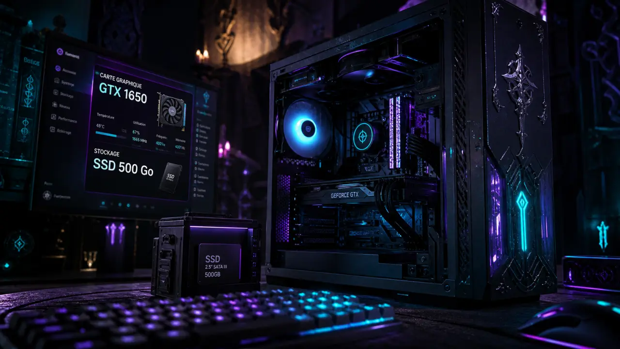 PC gamer GTX 1650, SSD 500 Go et 8 Go DDR4 (vérifier avant achat)