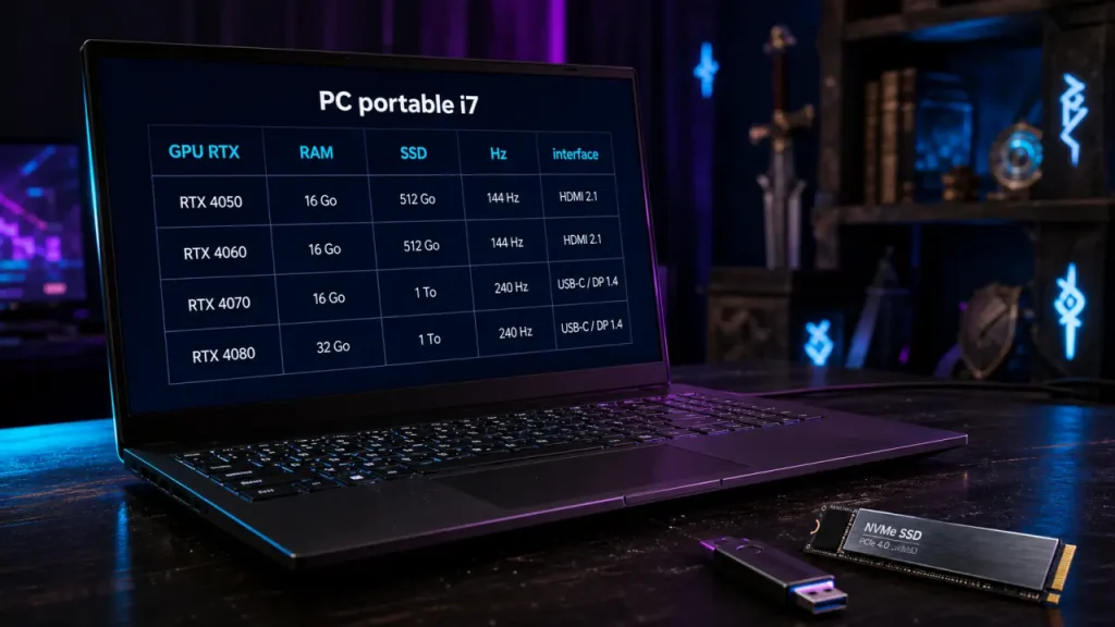 PC portable gamer i7 : RTX, 16 Go ou 32 Go, les vrais écarts à comparer