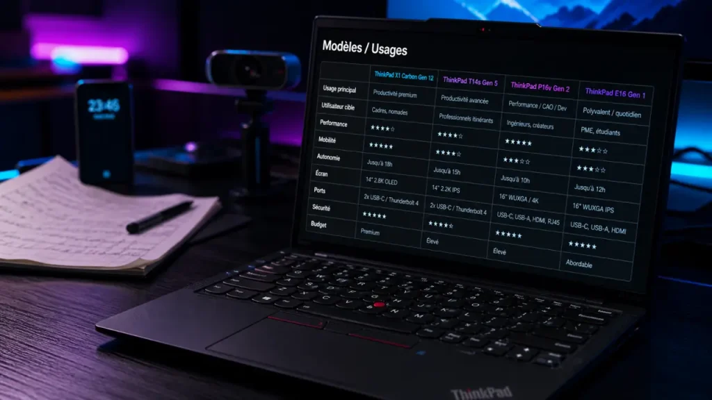 ThinkPad : sécurité, TrackPoint, RAM et modèles à comparer