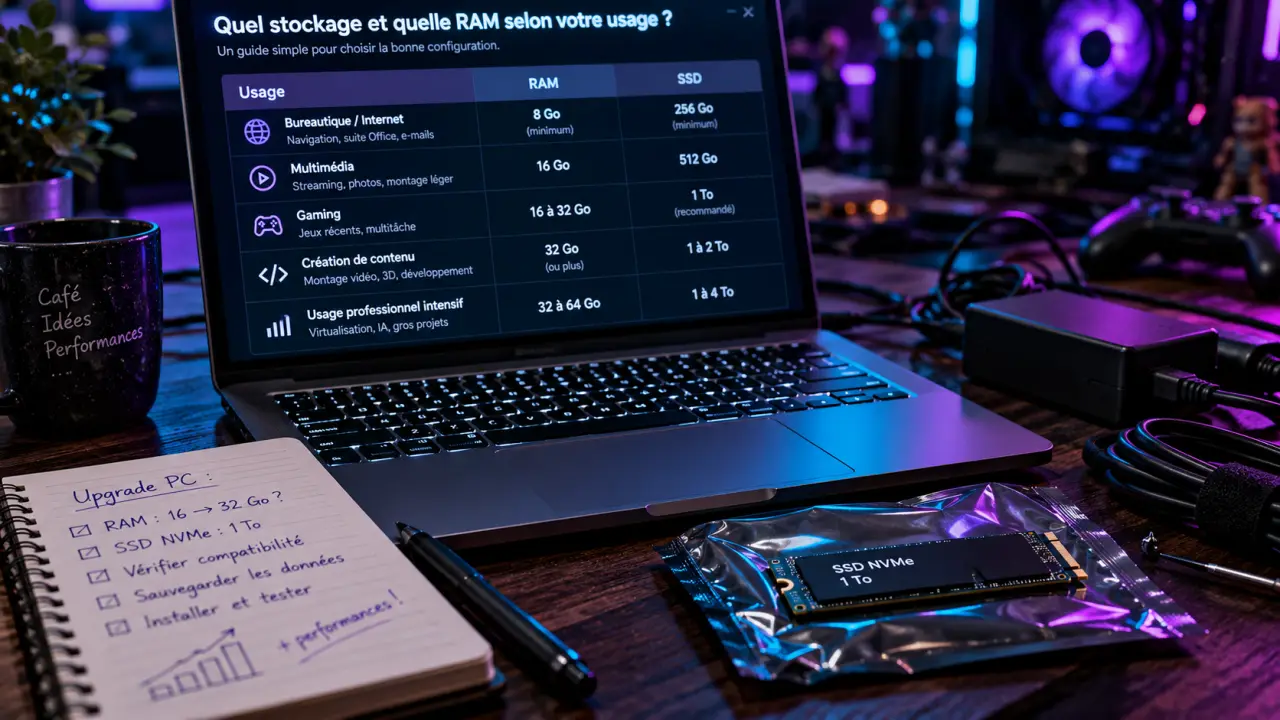 pc portable windows 11 : RAM 16 Go et SSD 512 Go ou 1 To