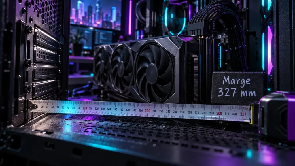 RTX 5070 Gaming OC : 327 mm de longueur, mais l’installation dépend aussi du boîtier
